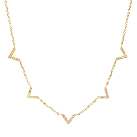 14k yellow gold sachi mini chevron diamond pave necklace