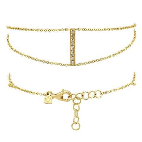 dainty double chain diamond bracelet 14K yellow gold sachi jewelry