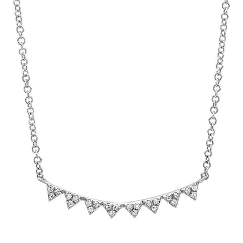 mini triangle curve diamond necklace 14K white gold sachi jewelry
