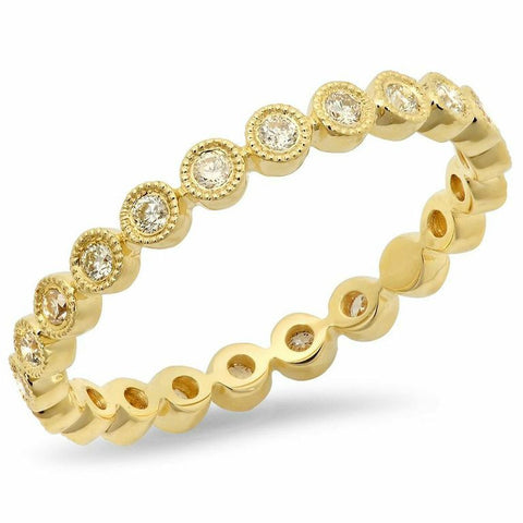 diamond bezel milgrain eternity band ring 14K yellow gold sachi jewelry