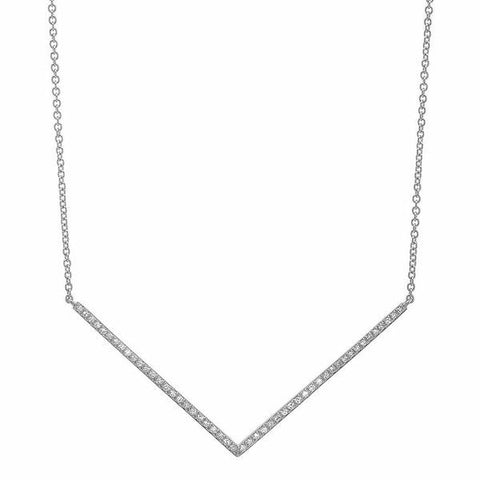 delicate dainty micro chevron diamond necklace 14K white gold sachi jewelry