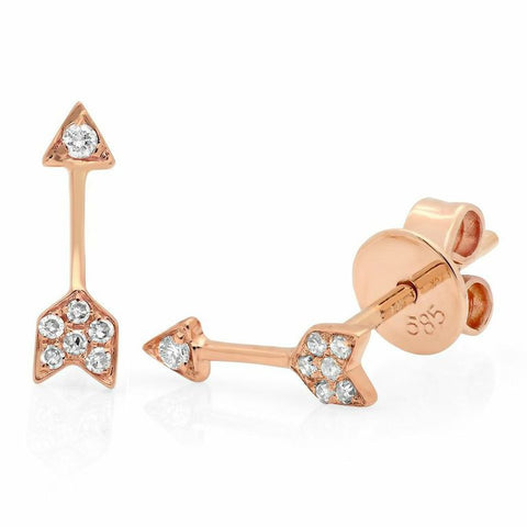 delicate hip mini arrow diamond studs 14K rose gold sachi jewelry
