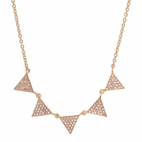 multi triangle drop diamond necklace 14K rose gold sachi jewelry