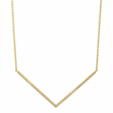 delicate dainty micro chevron diamond necklace 14K yellow gold sachi jewelry