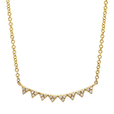 mini triangle curve diamond necklace 14K yellow gold sachi jewelry