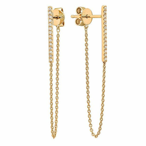 delicate micro bar chain earrings 14K yellow gold sachi jewelry