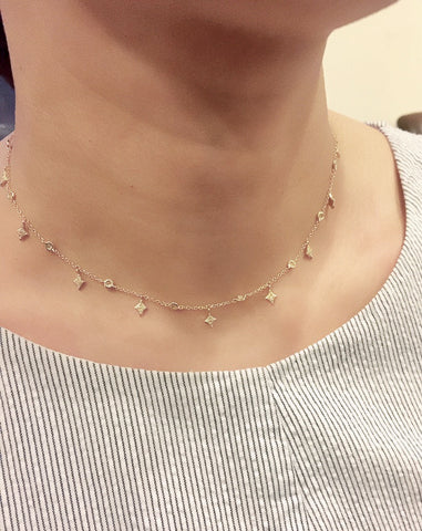 delicate dainty kite diamond shaker necklace 14K gold sachi jewelry