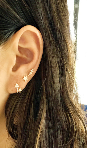 micro star lightning bolt diamond studs earrings 14K gold sachi jewelry