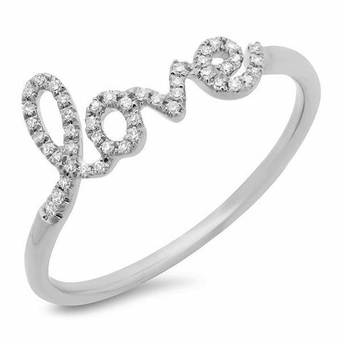 delicate love diamond ring 14K white gold jewelry