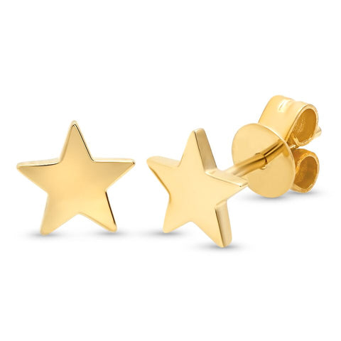 plain star studs earrings 14K yellow gold sachi jewelry
