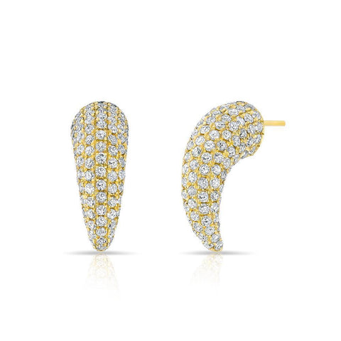 Mini Claw Pave Diamond Earrings 14K Yellow Gold