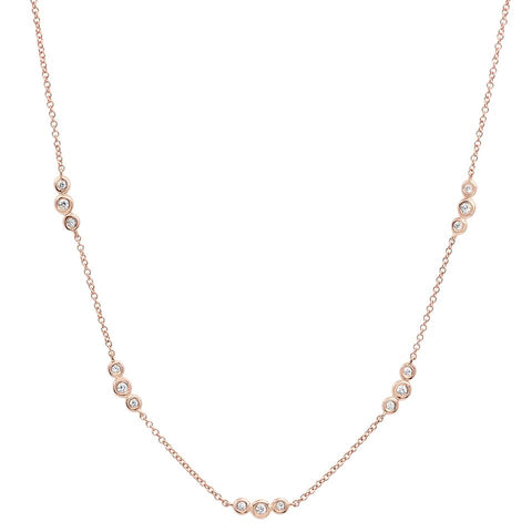 delicate dainty triple bezel station diamond choker necklace 14K yellow gold sachi jewelry