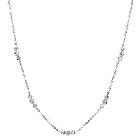 delicate dainty triple bezel station diamond choker necklace 14K white gold sachi jewelry