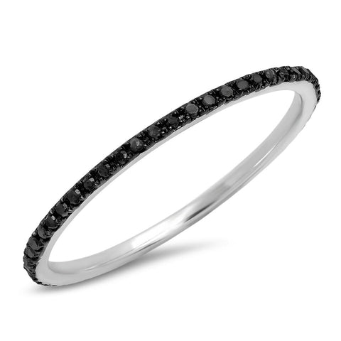 black diamond eternity delicate dainty ring 14k gold sachi jewelry stacking rings