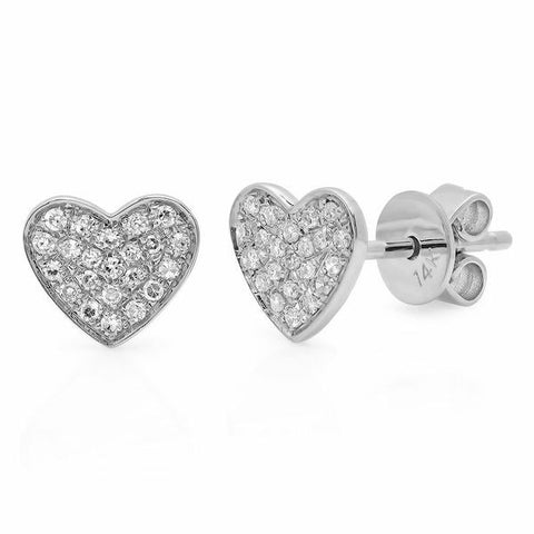 heart diamond sweet studs earrings 14K white gold sachi jewelry 