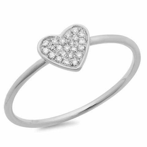 delicate pave heart diamond ring 14K white gold sachi jewelry