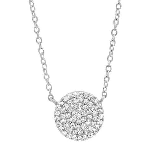 disc diamond station classic necklace 14K white gold sachi jewelry