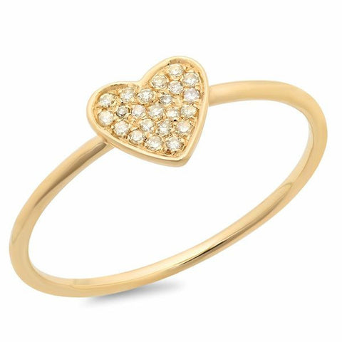 delicate pave heart diamond ring 14K yellow gold sachi jewelry