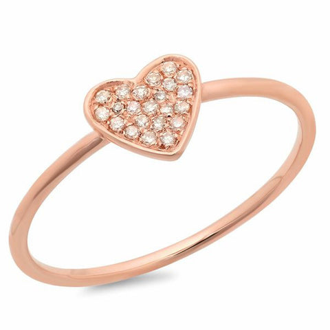 delicate pave heart diamond ring 14K rose gold sachi jewelry