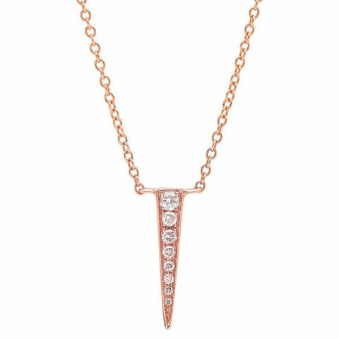 mini dagger diamond necklace 14K rose gold jewelry