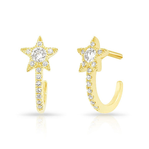 14K gold diamond star stud loop earrings sachi fine jewelry