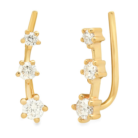 14K gold shooting star graduated diamond ear crawlers sachi jewelry elegant