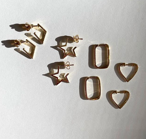 14K gold angular diamond earrings sachi jewelry unique geometric  Edit alt text