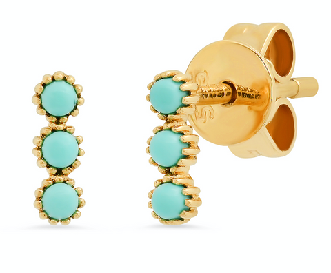 14K gold turquoise bead earrings sachi jewelry dainty earthy