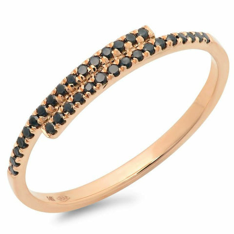 east west black stacking spiral diamond ring 14K rose gold sachi jewelry