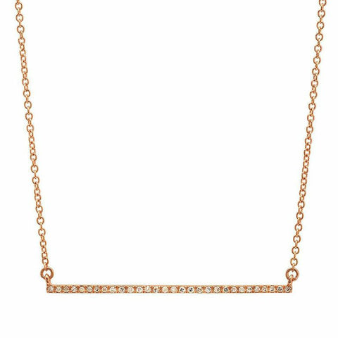 delicate dainty micro bar diamond necklace 14K rose gold sachi jewelry