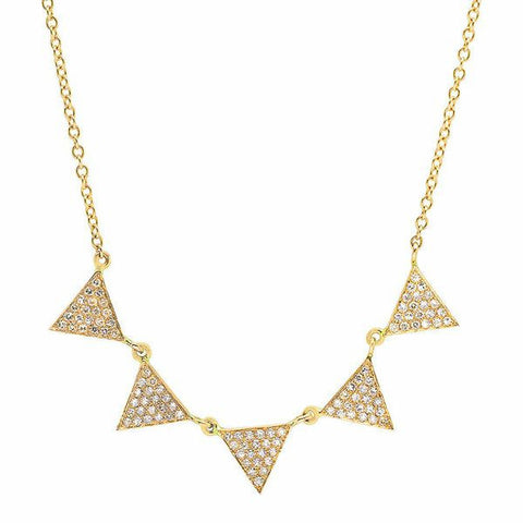 multi triangle drop diamond necklace 14K yellow gold sachi jewelry