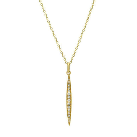 diamond spear pendant necklace 14k gold delicate dainty sachi jewelry 