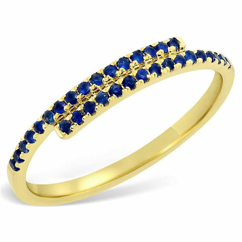 east west sapphire stacking spiral ring 14K yellow gold sachi jewelry