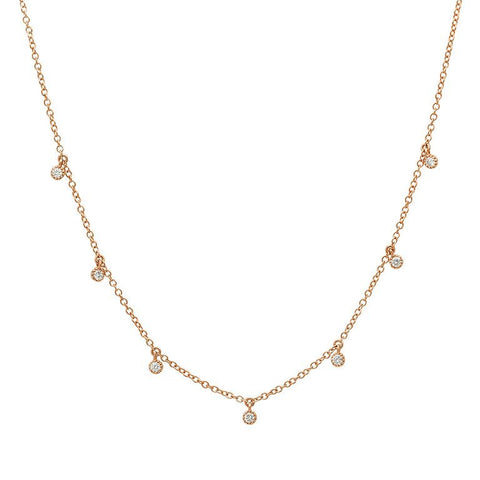 7 diamond dangling 14K solid gold delicate dainty sachi fine jewelry necklace