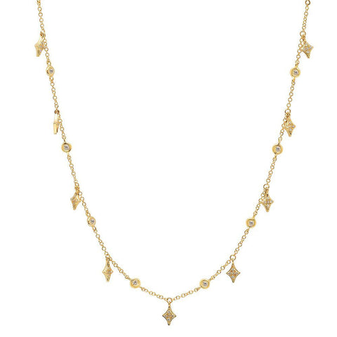 delicate dainty kite diamond shaker necklace 14K yellow gold sachi jewelry