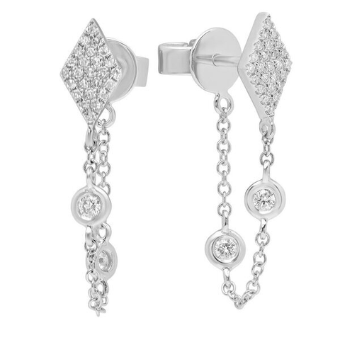 kite diamond chain earring hip 14K white gold sachi jewelry