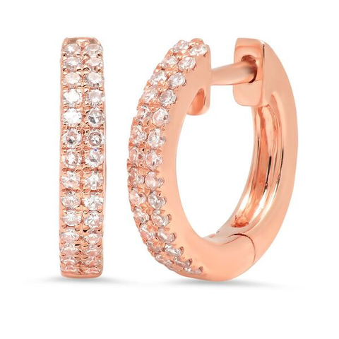 double row diamond classic huggies earrings 14K rose gold sachi jewelry