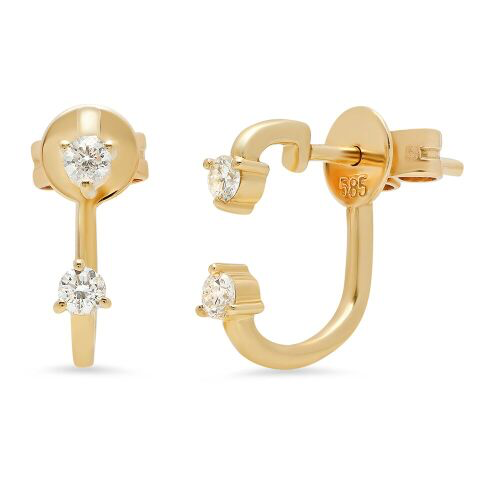 diamond pronged ear jackets hip earrings 14K yellow gold sachi jewelry