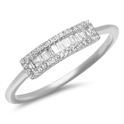 small baguette segment diamond ring 14K white gold sachi jewelry
