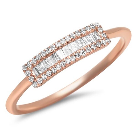 small baguette segment diamond ring 14K rose gold sachi jewelry