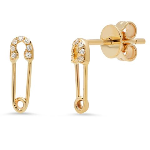 14K Small Gold Safety Pin Earrings