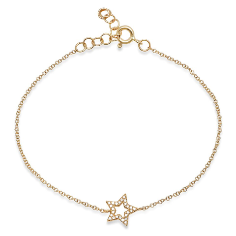 open diamond star bracelet 14K yellow gold sachi fine jewelry