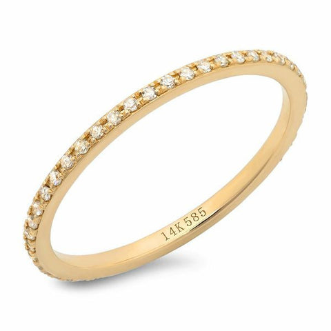 classic micro pave diamond eternity band 14k gold delicate dainty stacking sachi jewelry stacking ring