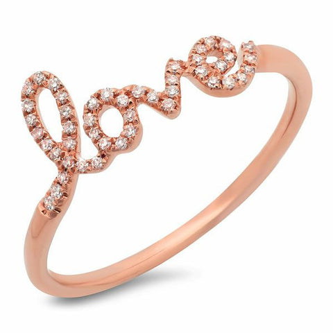 delicate love diamond ring 14K rose gold jewelry