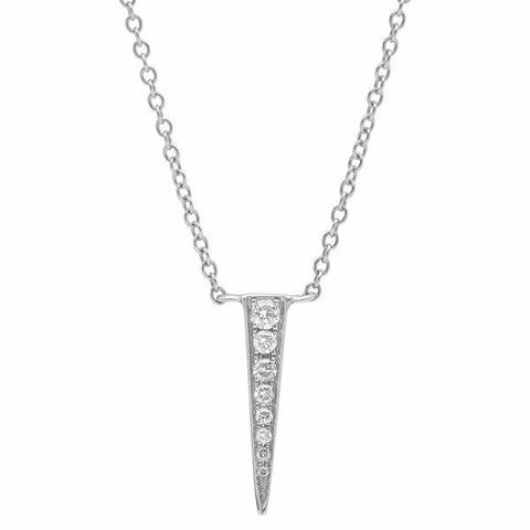 mini dagger diamond necklace 14K white gold jewelry