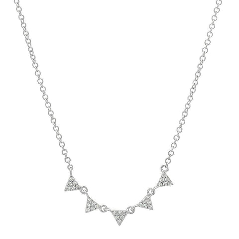 mini multi triangle diamond stacking necklace 14K white gold sachi jewelry