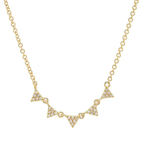 mini multi triangle diamond stacking necklace 14K yellow gold sachi jewelry