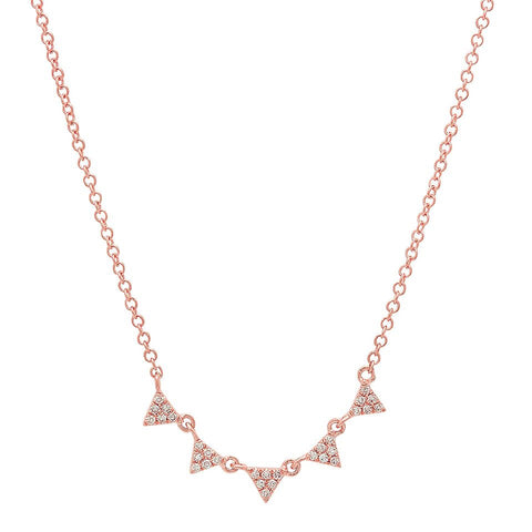 mini multi triangle diamond stacking necklace 14K rose gold sachi jewelry