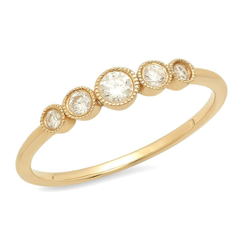 5 diamond graduated 14K solid gold delicate sachi fine jewelry stacking ring