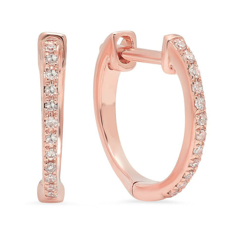 diamond huggies classic earrings rose gold sachi jewelry